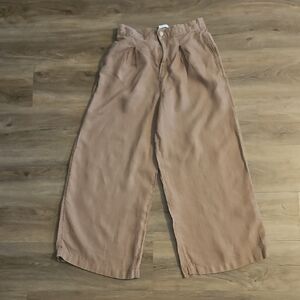 H by Halston Women's Linen Wide Leg Pants in Brown